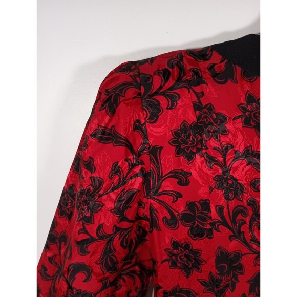 Vintage Richard Warren Silk Peplum Button Long Sleeve Floral Red Top Size 10 - Picture 8 of 9